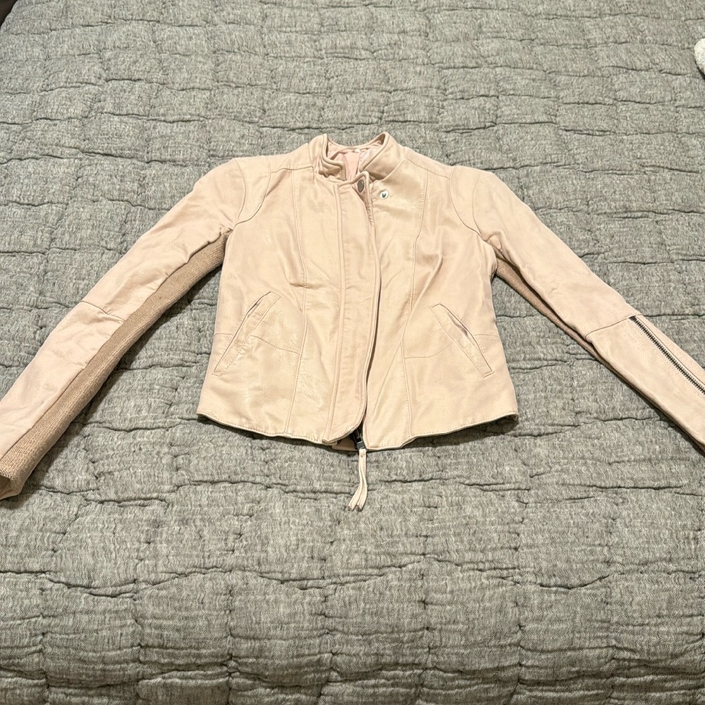 Free vegan leather People Light Pink Jacket